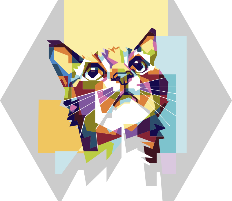 Geometrische kat vinyl tapijt geometrisch - TenStickers