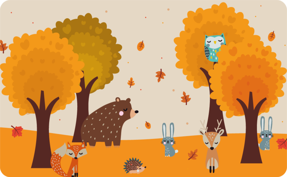Herfstbosvrienden vinyl tapijt kind - TenStickers