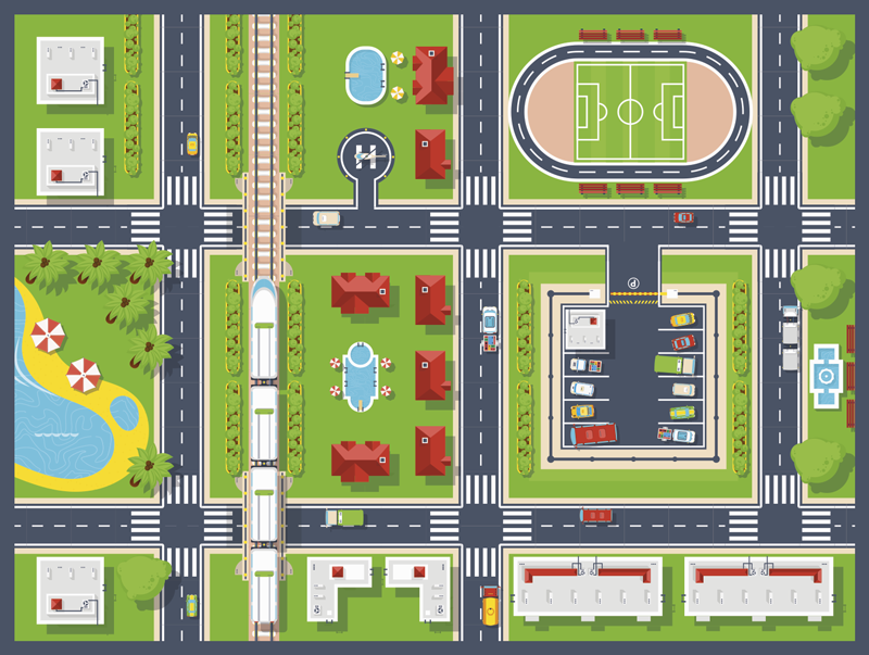 Stads speelkleed vinyl tapijt snelwegen - TenStickers