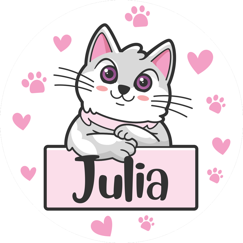 Aangepaste katachtige vinyl tapijt met naam - TenStickers