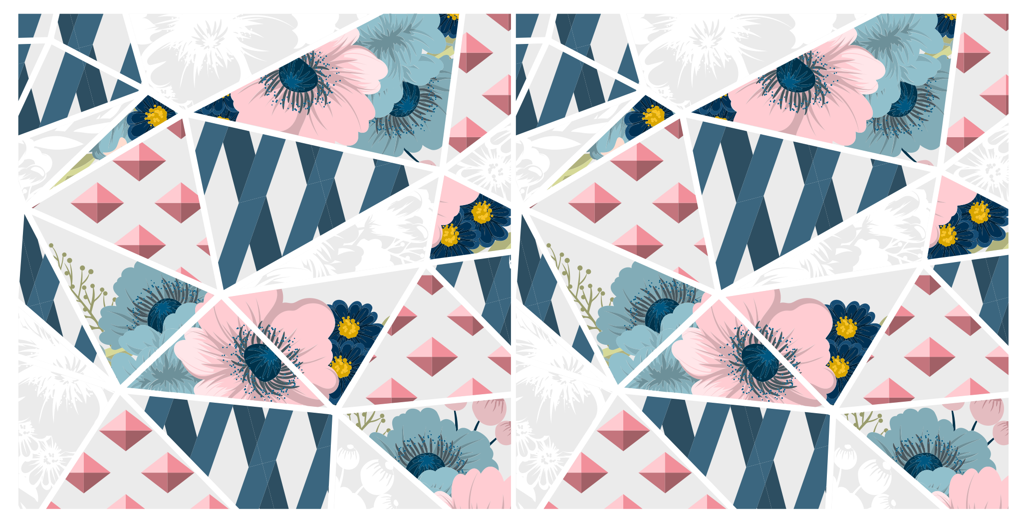 Geometrische bloemencaleidoscoop vinyl tapijt geometrisch - TenStickers