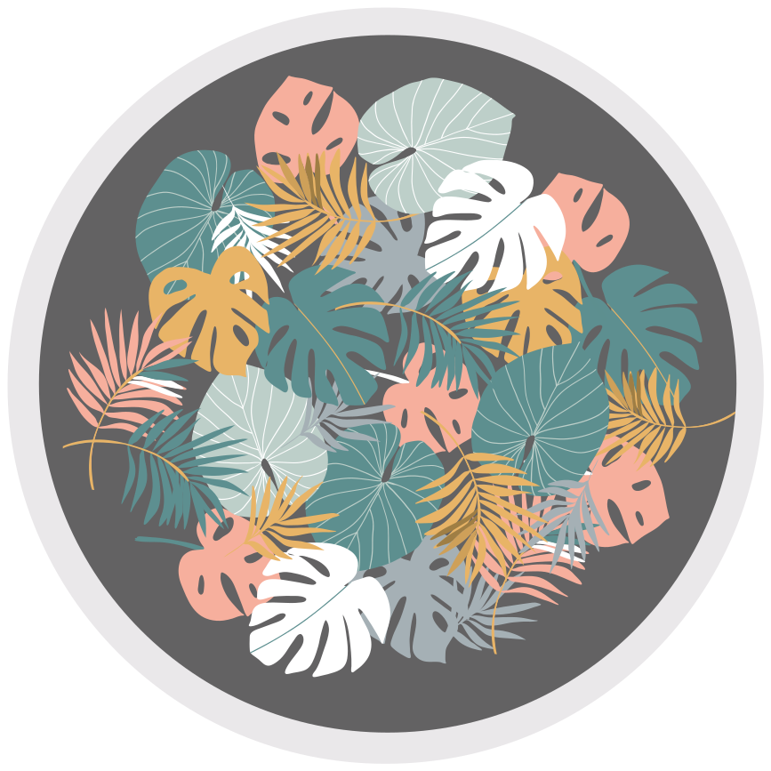 Botanische bladcirkel vinyl tapijt bloemen en planten - TenStickers
