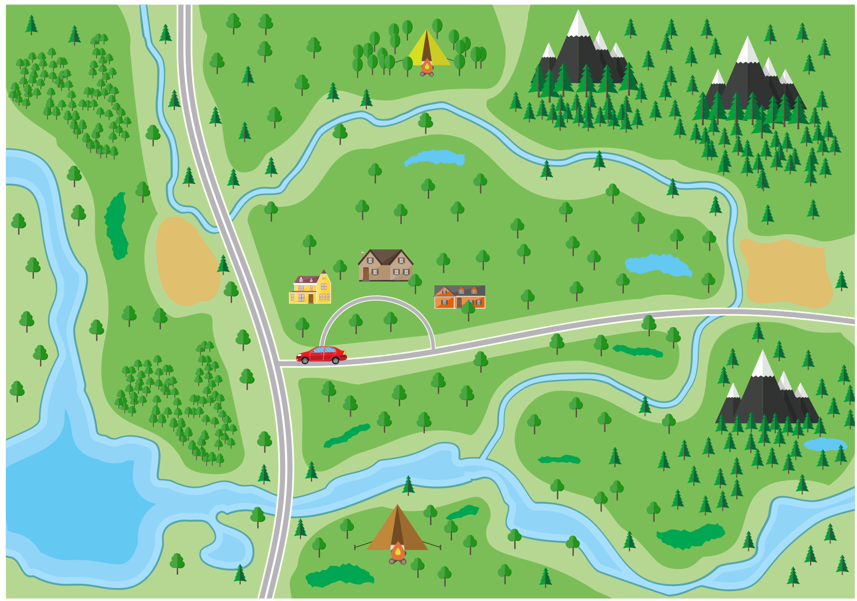 Interactieve speelweg vinyl tapijt snelwegen - TenStickers