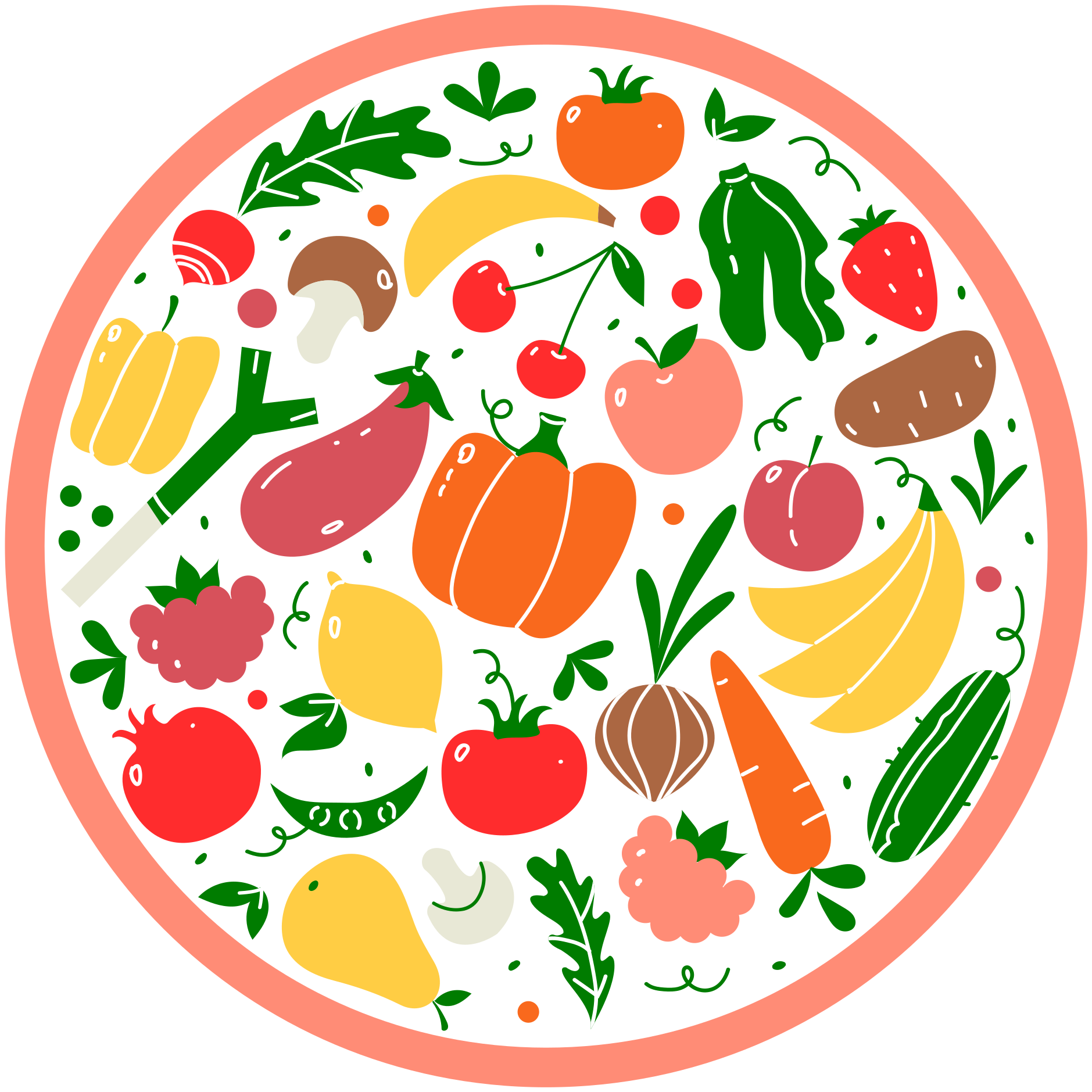 Kleurrijk fruitmotief vinyl tapijt bloemen en planten - TenStickers