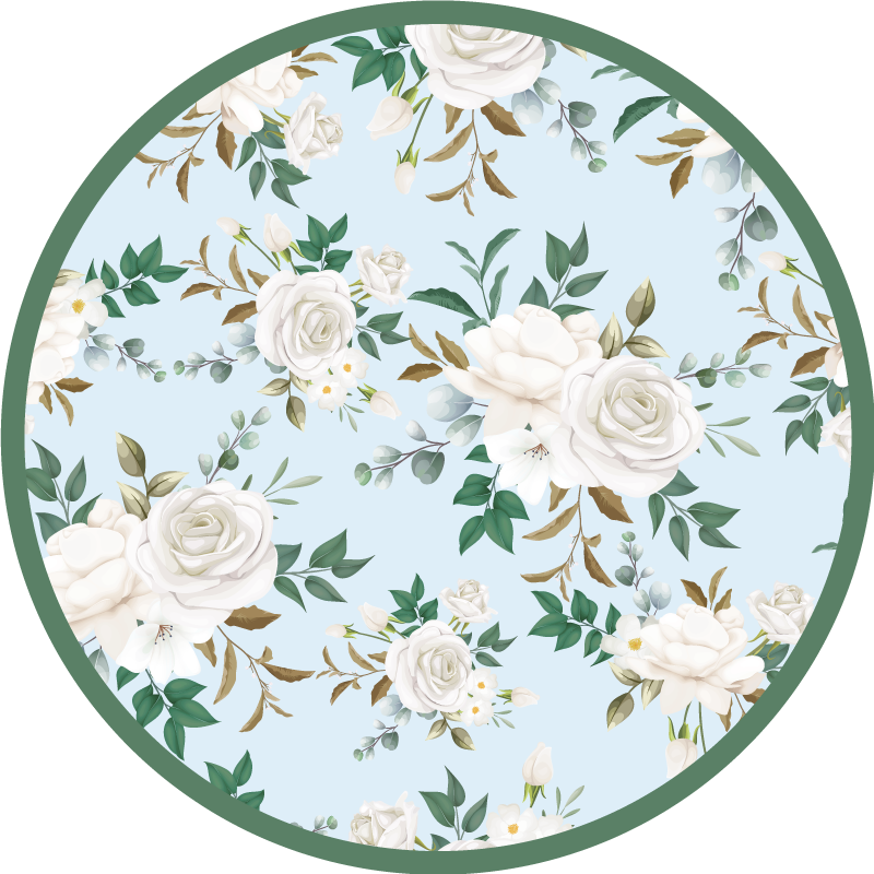 Vinyl tapijt bloemen en planten ronde compositie - TenStickers