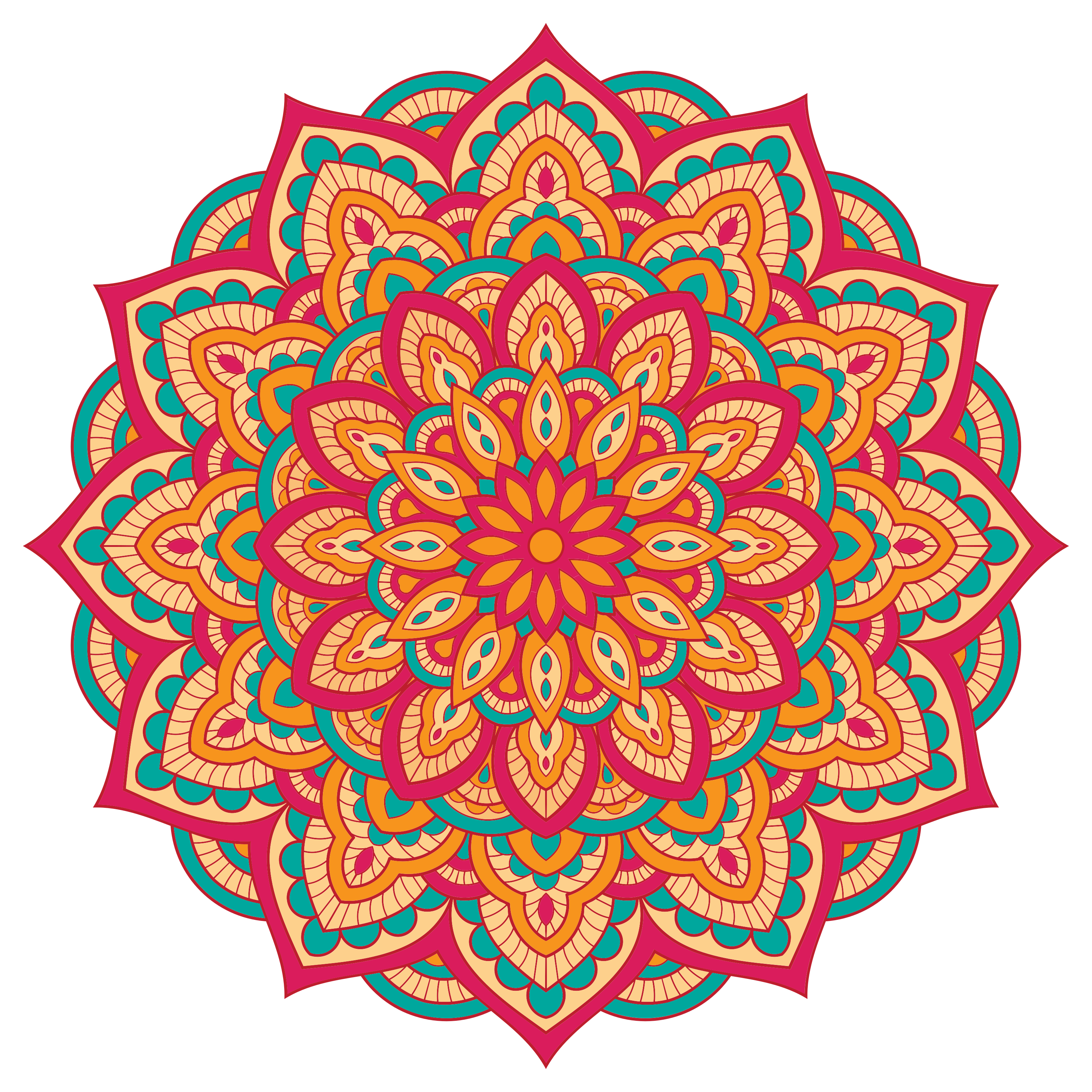 Levendig kleurenontwerp vinyl tapijt mandala - TenStickers