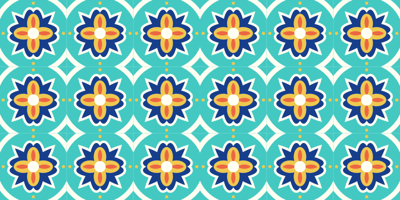 Bloemenmozaïekpatroon vinyl tapijt tegels - TenStickers