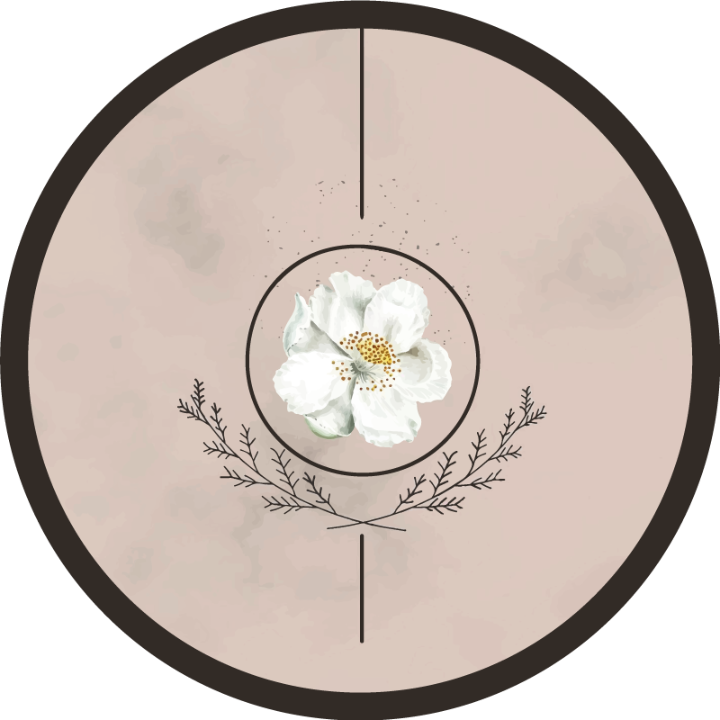 Bloemencirkel embleem vinyl tapijt bloemen en planten - TenStickers