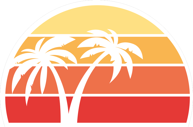 Ontwerp met zonsondergangpalmen vinyl tapijt natuur - TenStickers