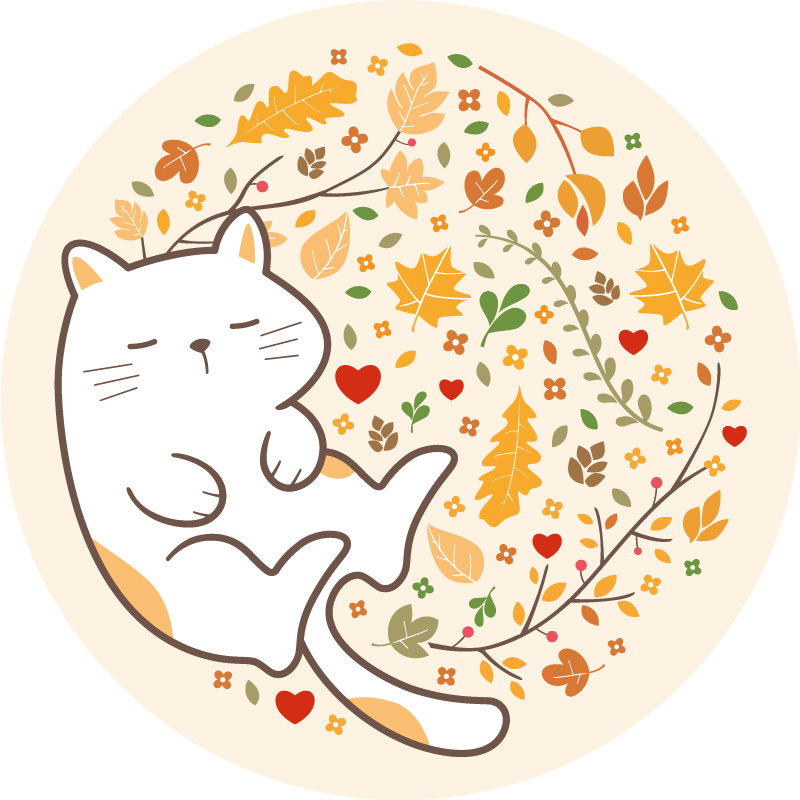 Herfst kat illustratie vinyl tapijt meer kinderen - TenStickers