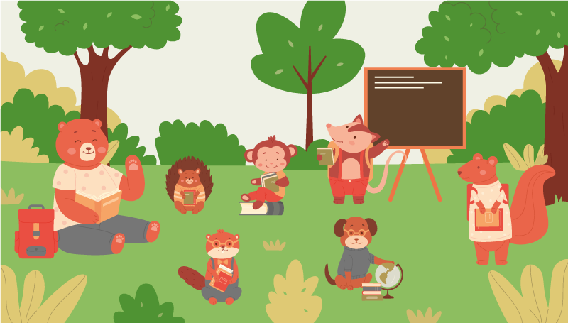 Jungle klaslokaal vinyl tapijt kind - TenStickers