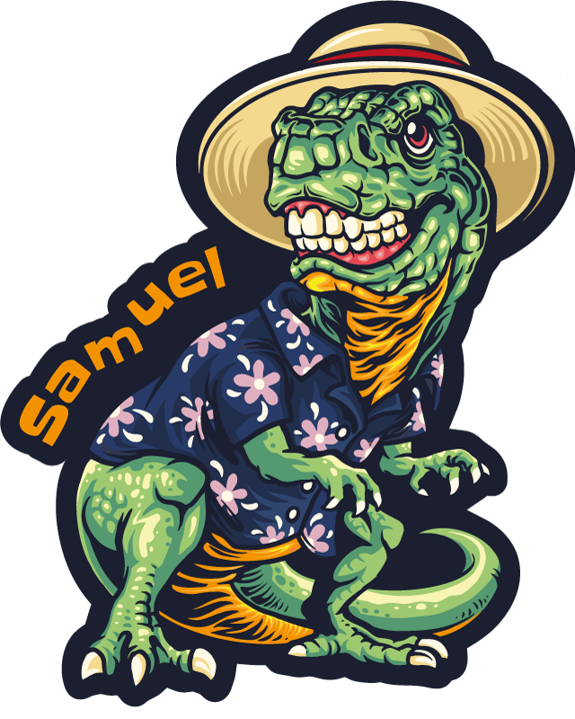 Vakantiekleding voor dinosaurussen vinyl tapijt met naam - TenStickers