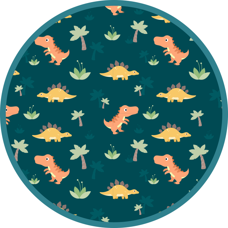 Dinosaurus rondel vinyl tapijt kind - TenStickers
