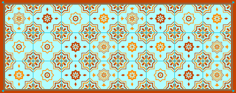Oranje en blauw mozaïek vinyl tapijt keuken - TenStickers