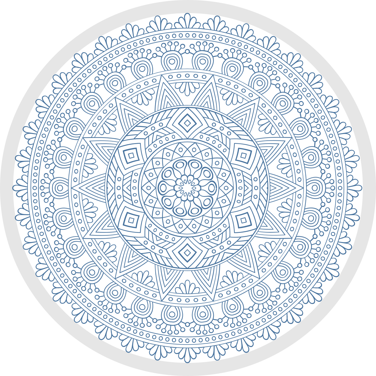 Complex blauw motief vinyl tapijt mandala - TenStickers