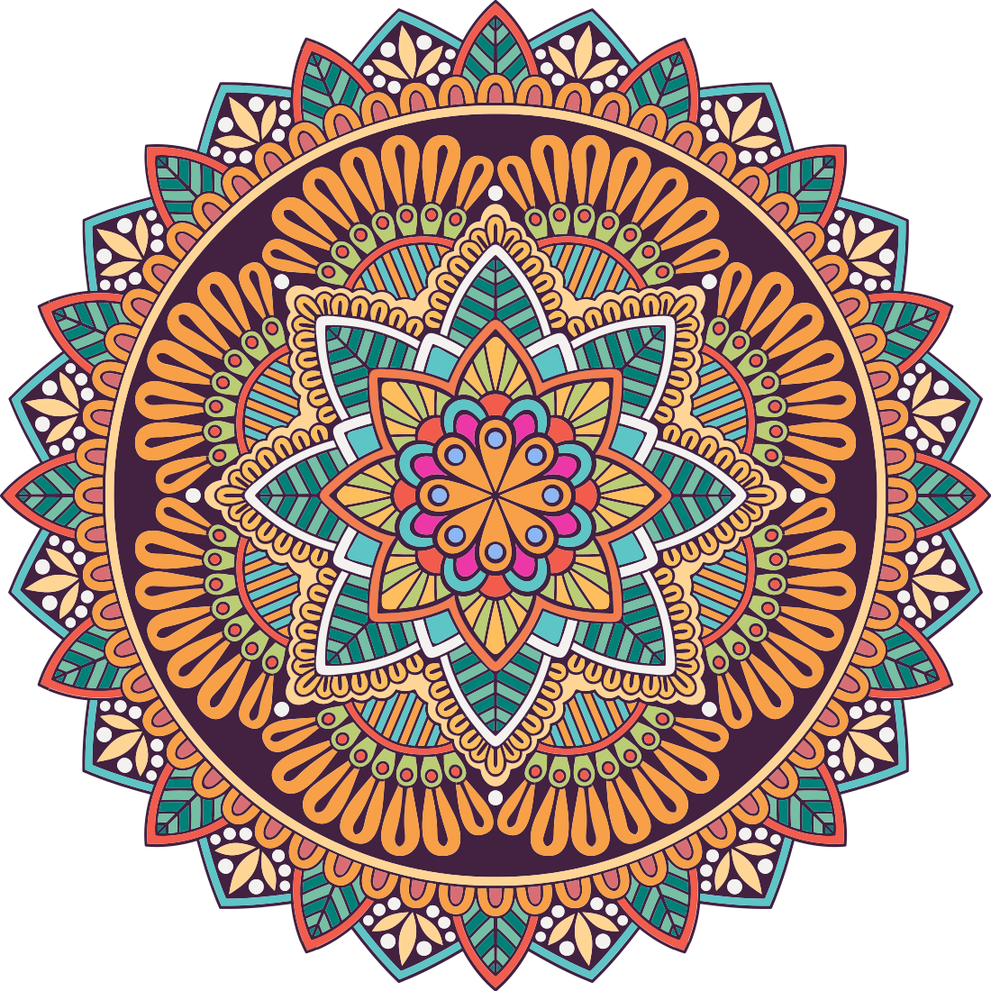 Vinyl tapijt mandala levendig mandala motief - TenStickers