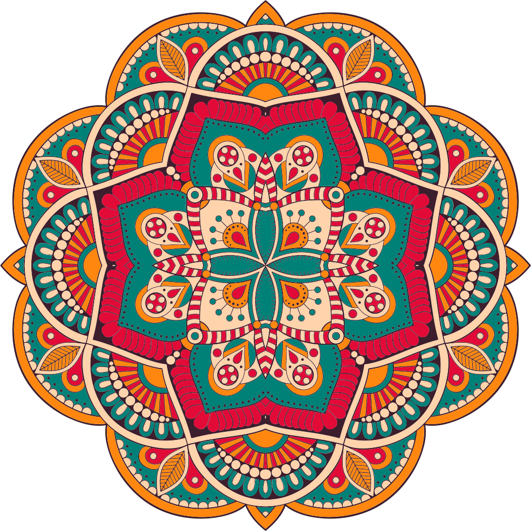 Levendig kleurrijk ontwerp vinyl tapijt mandala - TenStickers