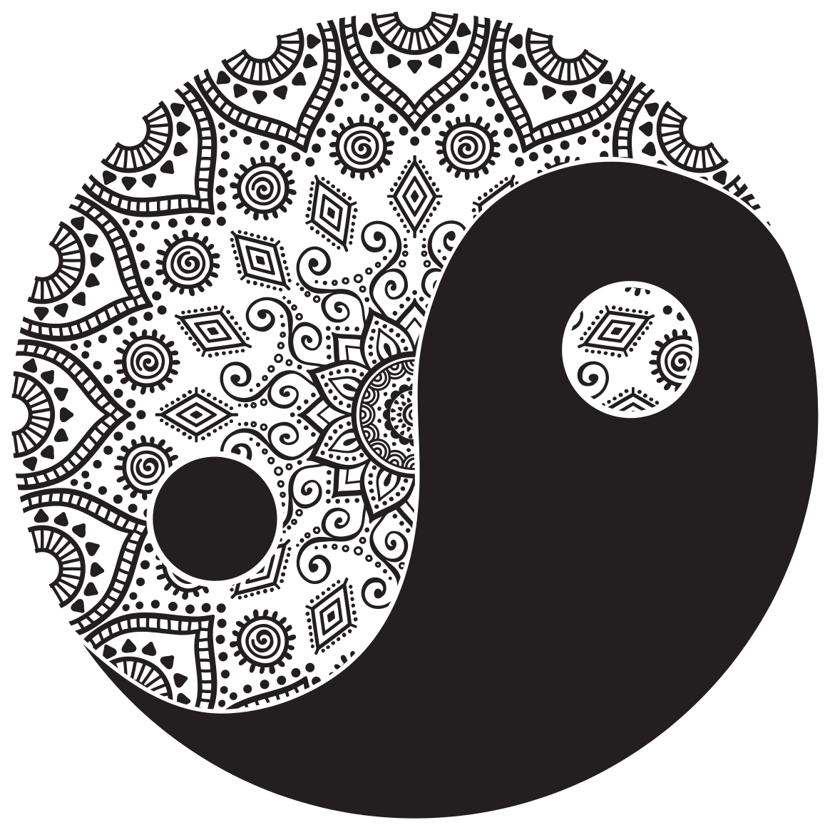 Yin yang symmetrie vinyl tapijt mandala - TenStickers