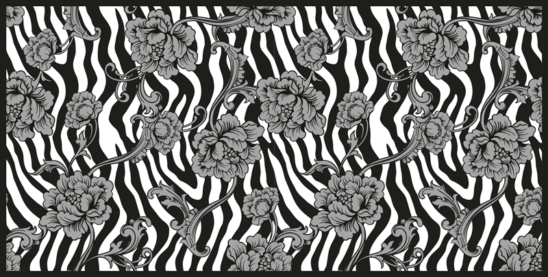 Botanisch contrast vinyl tapijt bloemen en planten - TenStickers