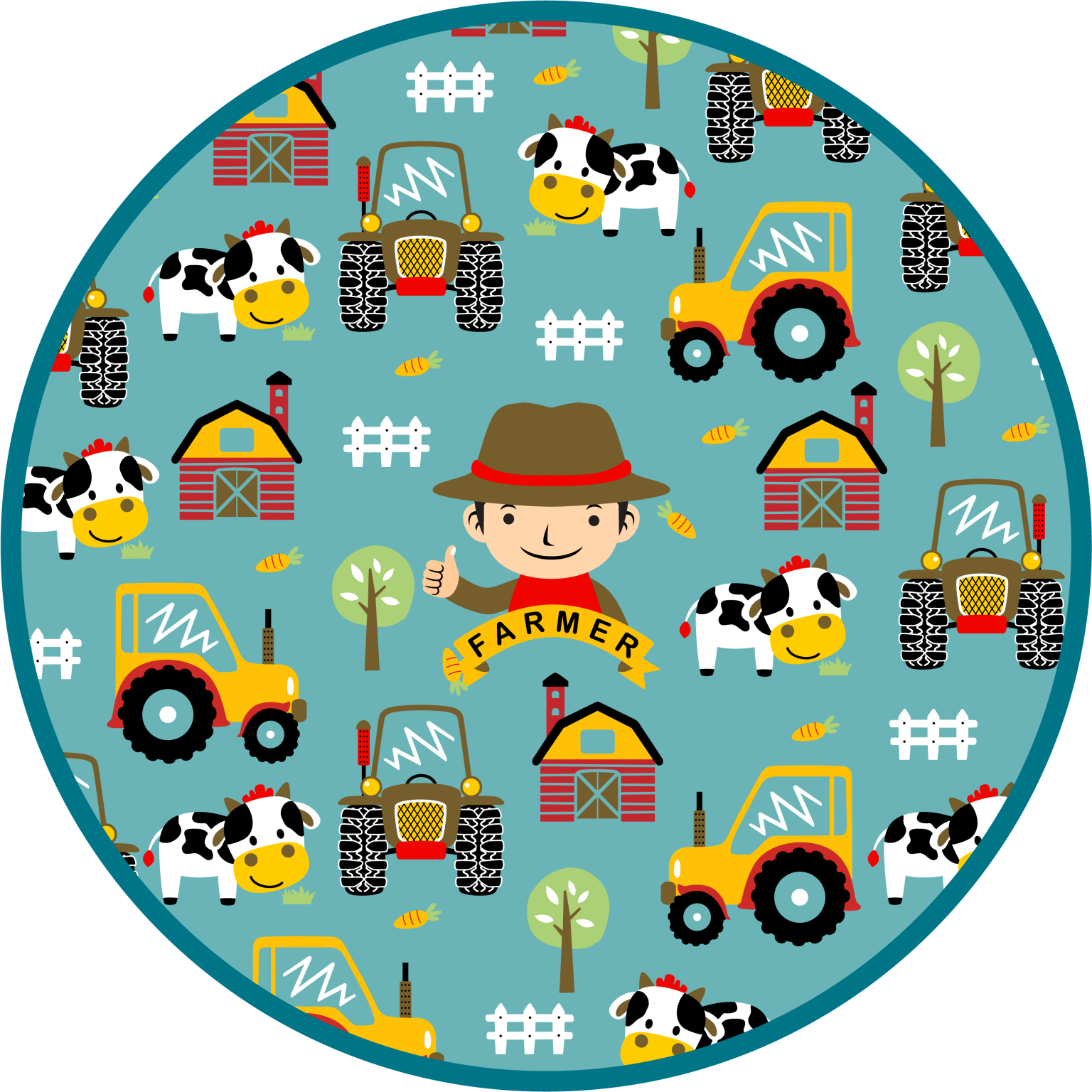 Boeren leuk patroon vinyl tapijt meer kinderen - TenStickers