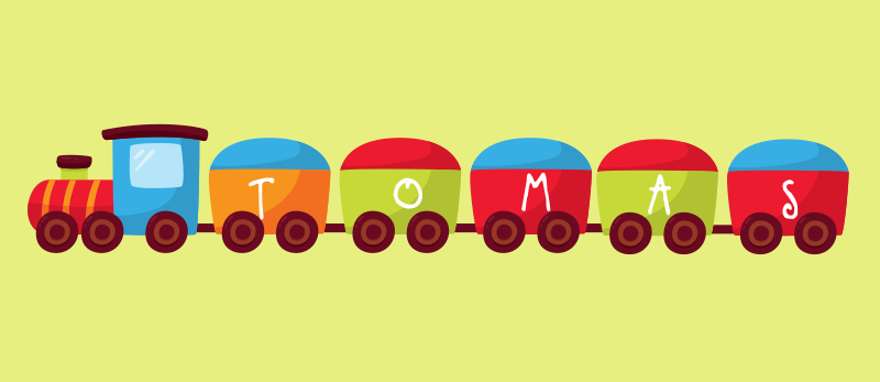 Gepersonaliseerde trein vinyl tapijt met naam - TenStickers