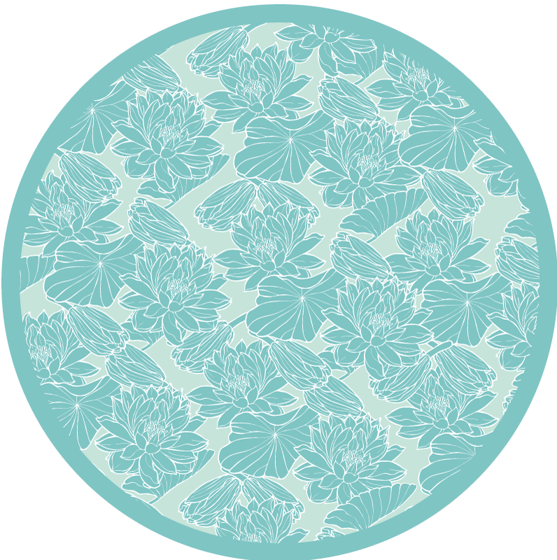 Bloemmotief cirkel vinyl tapijt bloemen en planten - TenStickers