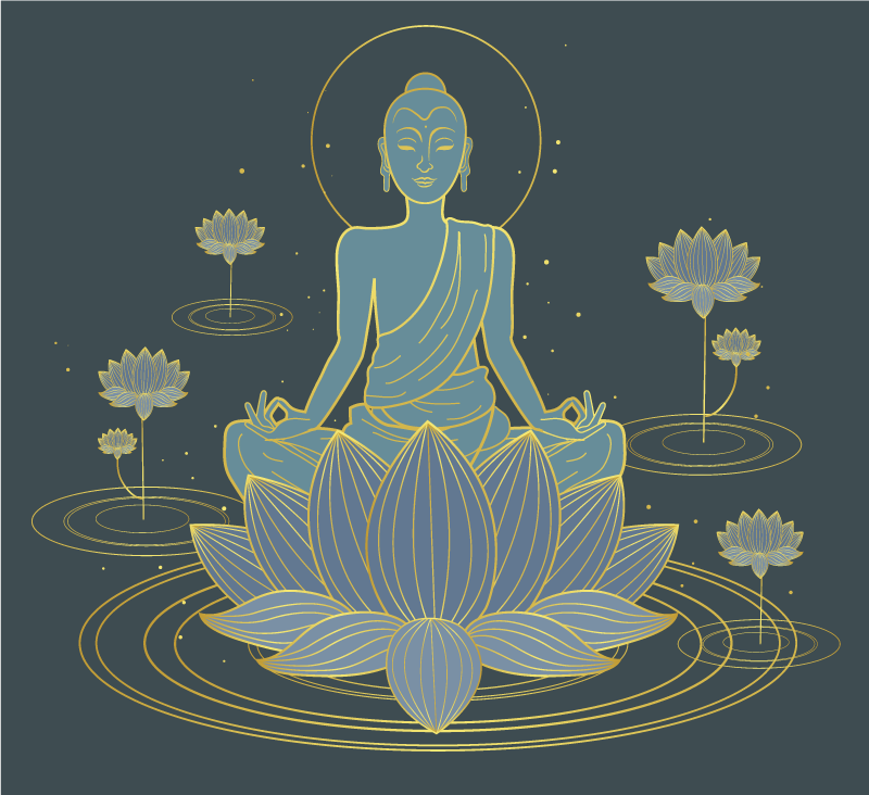 Meditatieve boeddha vinyl tapijt mandala - TenStickers