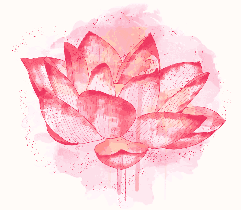 Aquarel lotus vinyl tapijt bloemen en planten - TenStickers
