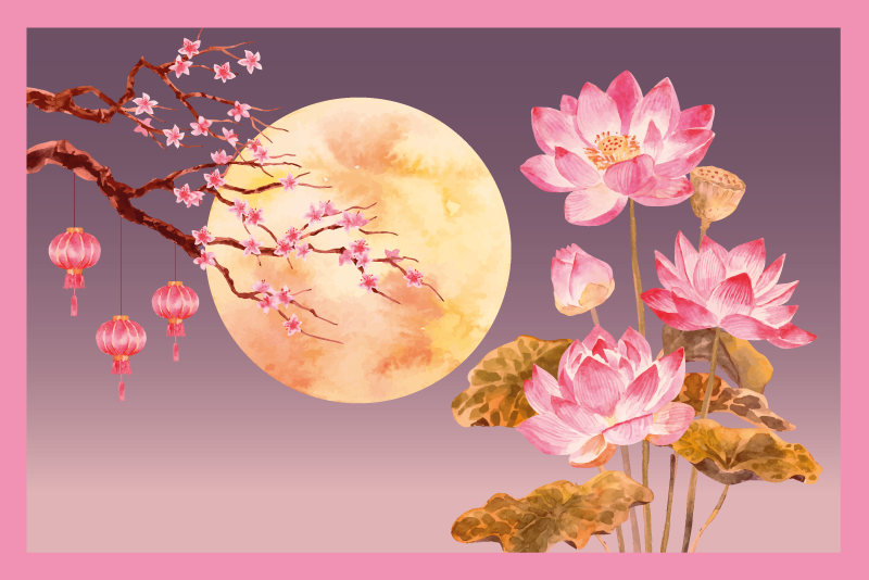 Bloemig maanlicht vinyl tapijt bloemen en planten - TenStickers