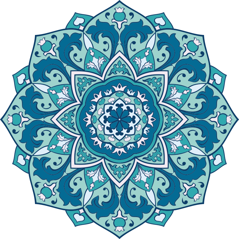 Blauw elegant patroon vinyl tapijt mandala - TenStickers