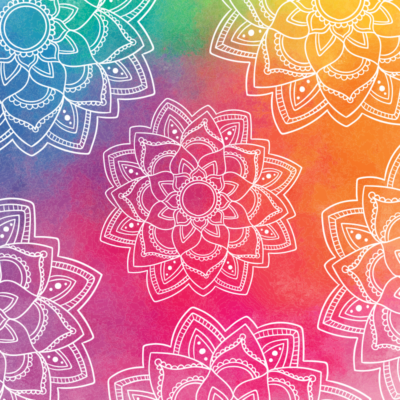 Kleurrijk rood patroon vinyl tapijt mandala - TenStickers