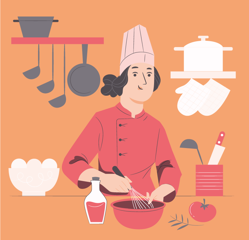 Chef-kok illustratie vinyl tapijt keuken - TenStickers