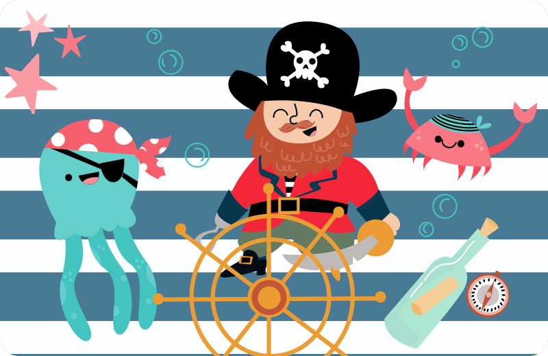 Piratenavontuurbeelden vinyl tapijt kind - TenStickers