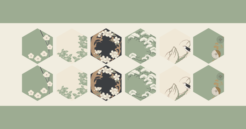 Vinyl tapijt bloemen en planten hexagonen - TenStickers