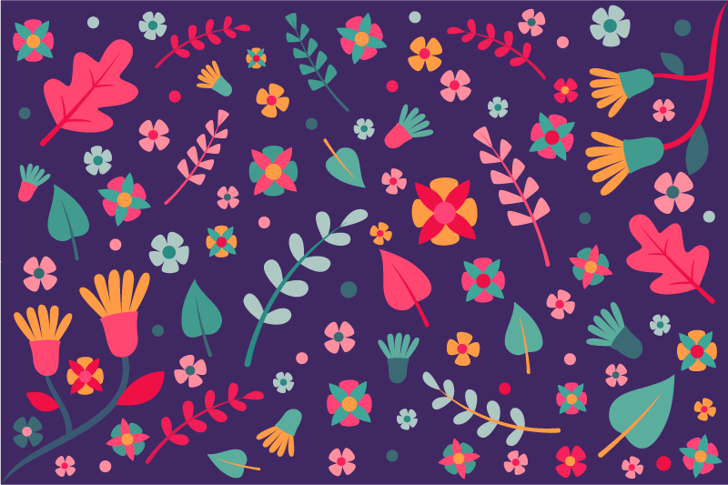 Bloemige kleurenuitbarsting vinyl tapijt bloemen en planten - TenStickers