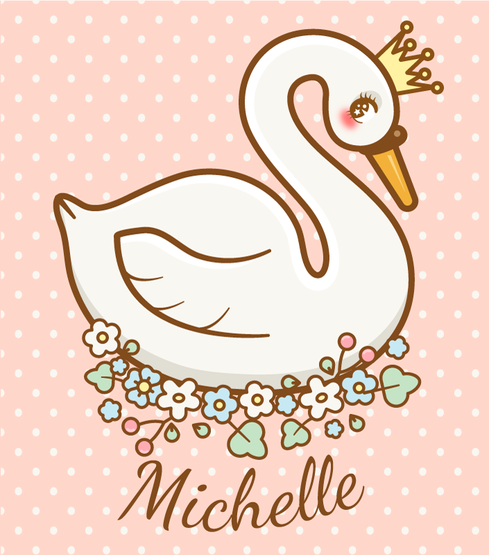 Aangepast zwanenlandschap vinyl tapijt met naam - TenStickers