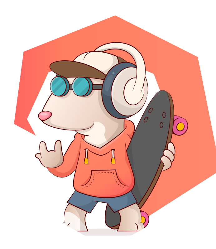 Skater muis illustratie vinyl tapijt meer kinderen - TenStickers