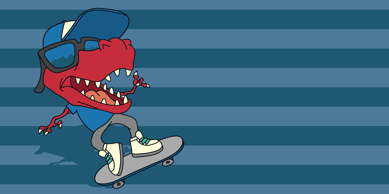 Skateboardende dinosaurus vinyl tapijt meer kinderen - TenStickers