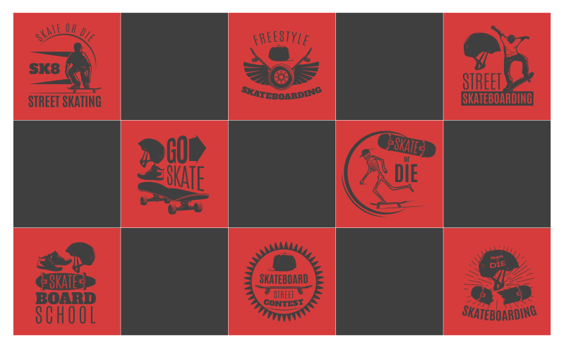 Skateboard-thema vinyl tapijt spel - TenStickers