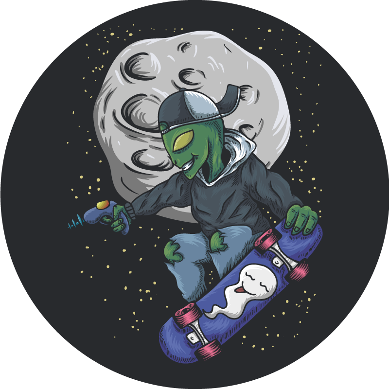 Skateboardende alien vinyl tapijt meer kinderen - TenStickers