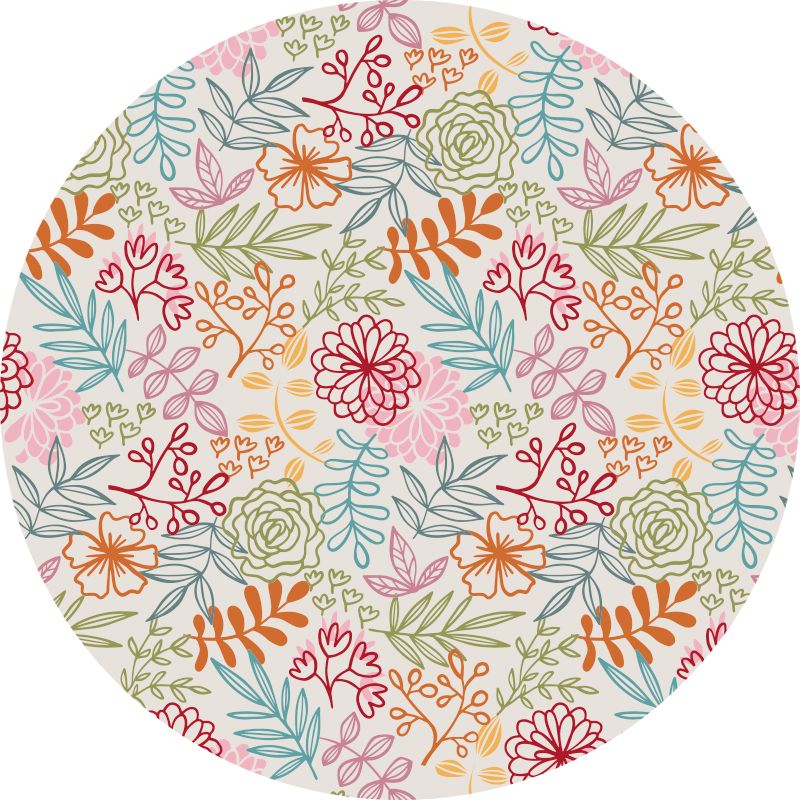 Bloemig pastelpalet vinyl tapijt bloemen en planten - TenStickers