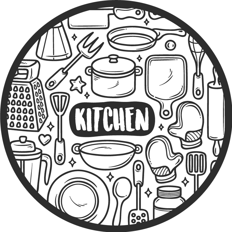 Essentiële grafische afbeeldingen vinyl tapijt rond - TenStickers