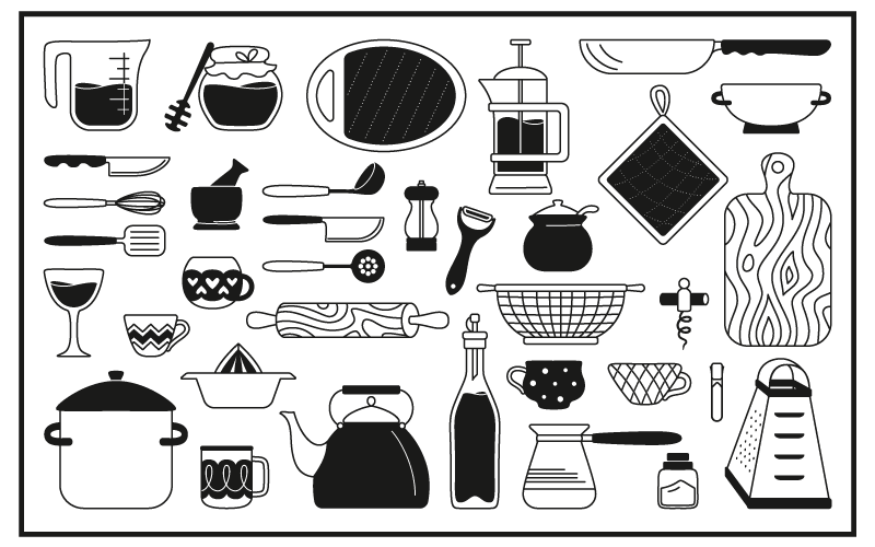 Culinaire iconencollectie vinyl tapijt keuken - TenStickers