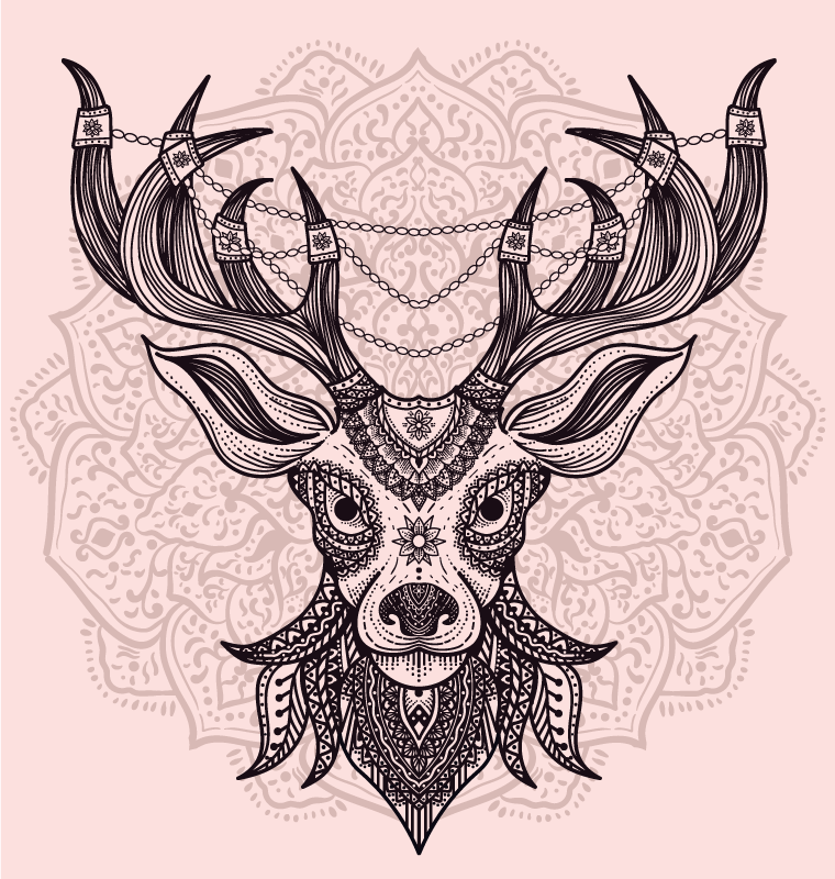 Grijs hertenmotief dieren vinyl tapijt - TenStickers