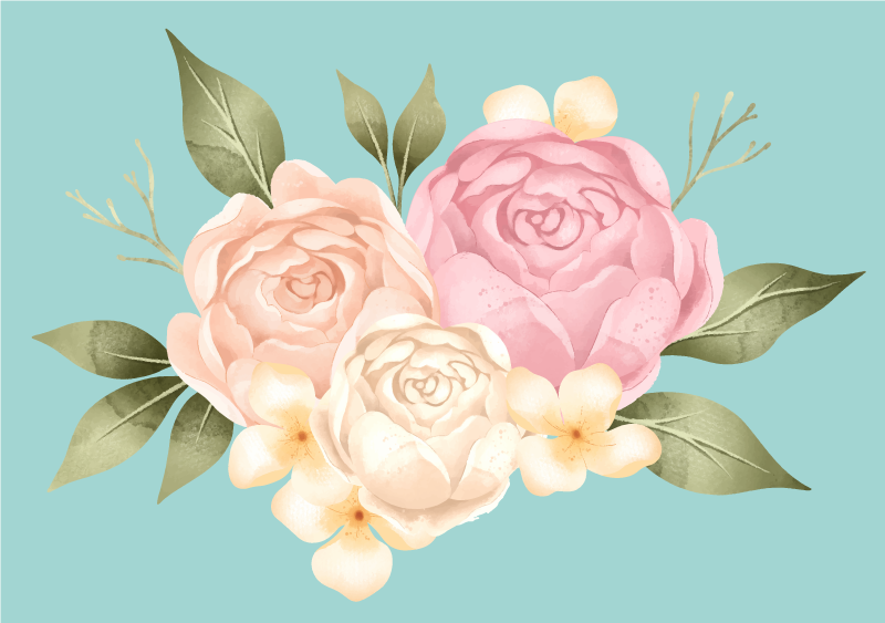 Botanische samenstelling vinyl tapijt bloemen en planten - TenStickers