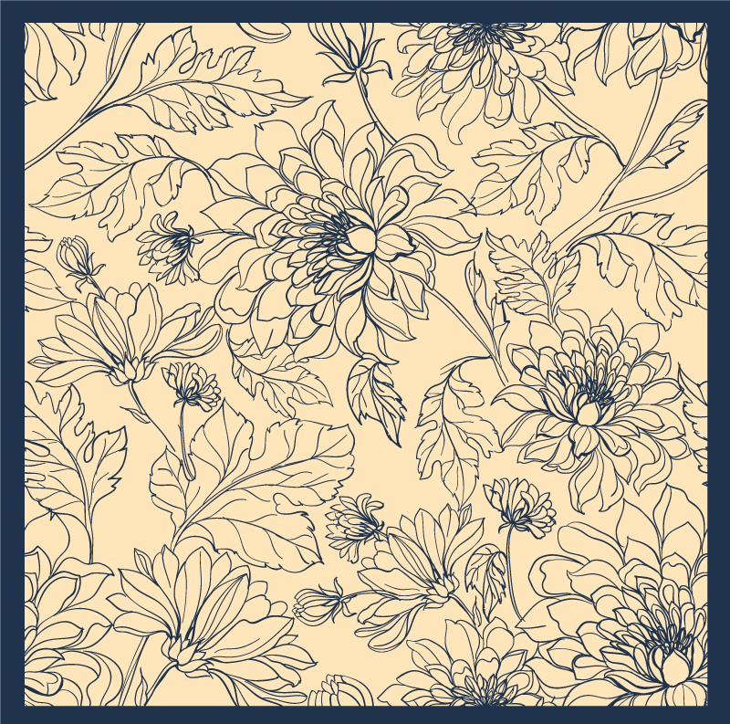 Elegante bloemencontour vinyl tapijt woonkamer - TenStickers