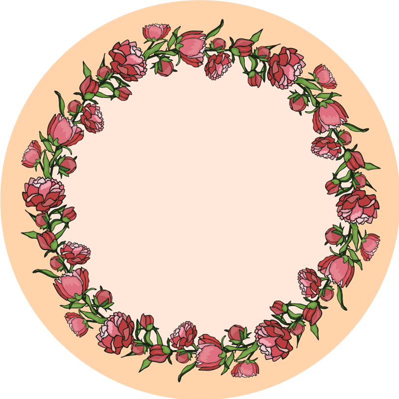 Bloemig cirkelvormig accent vinyl tapijt bloemen en planten - TenStickers