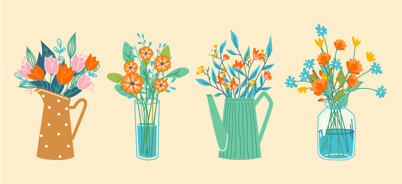 Vinyl tapijt bloemen en planten bloemstuk display - TenStickers