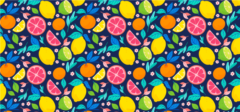 Kleurrijk citruspatroon vinyl tapijt keuken - TenStickers