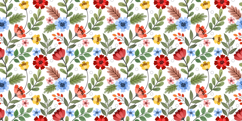 Levendig kleurrijk patroon vinyl tapijt bloemen en planten - TenStickers